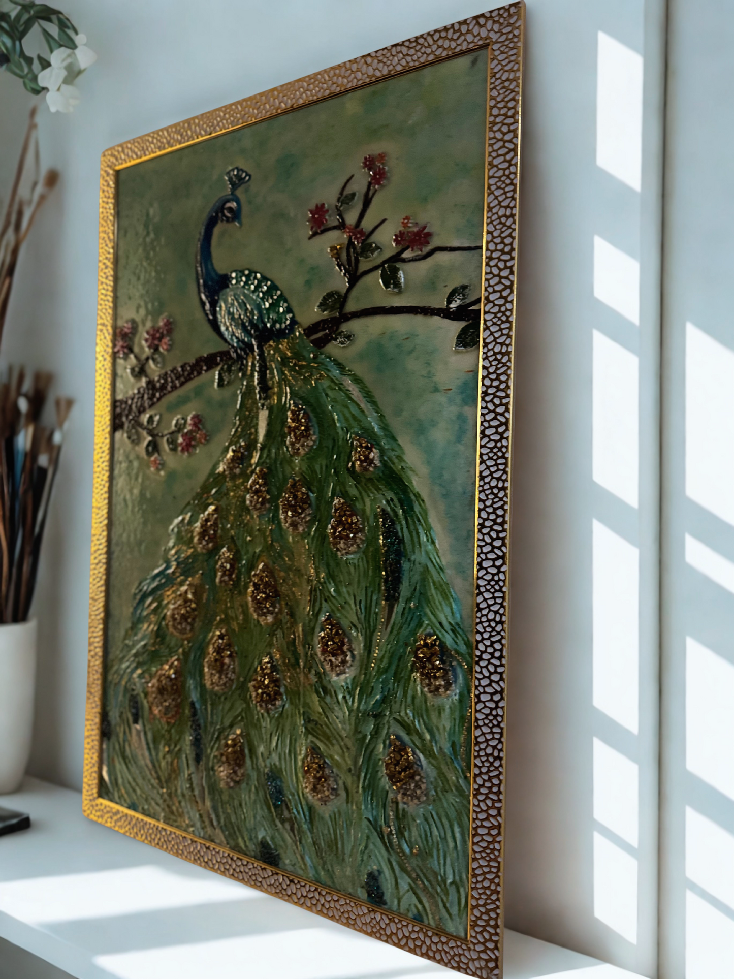 "Feathers of Glory – Handcrafted Peacock Elegance"