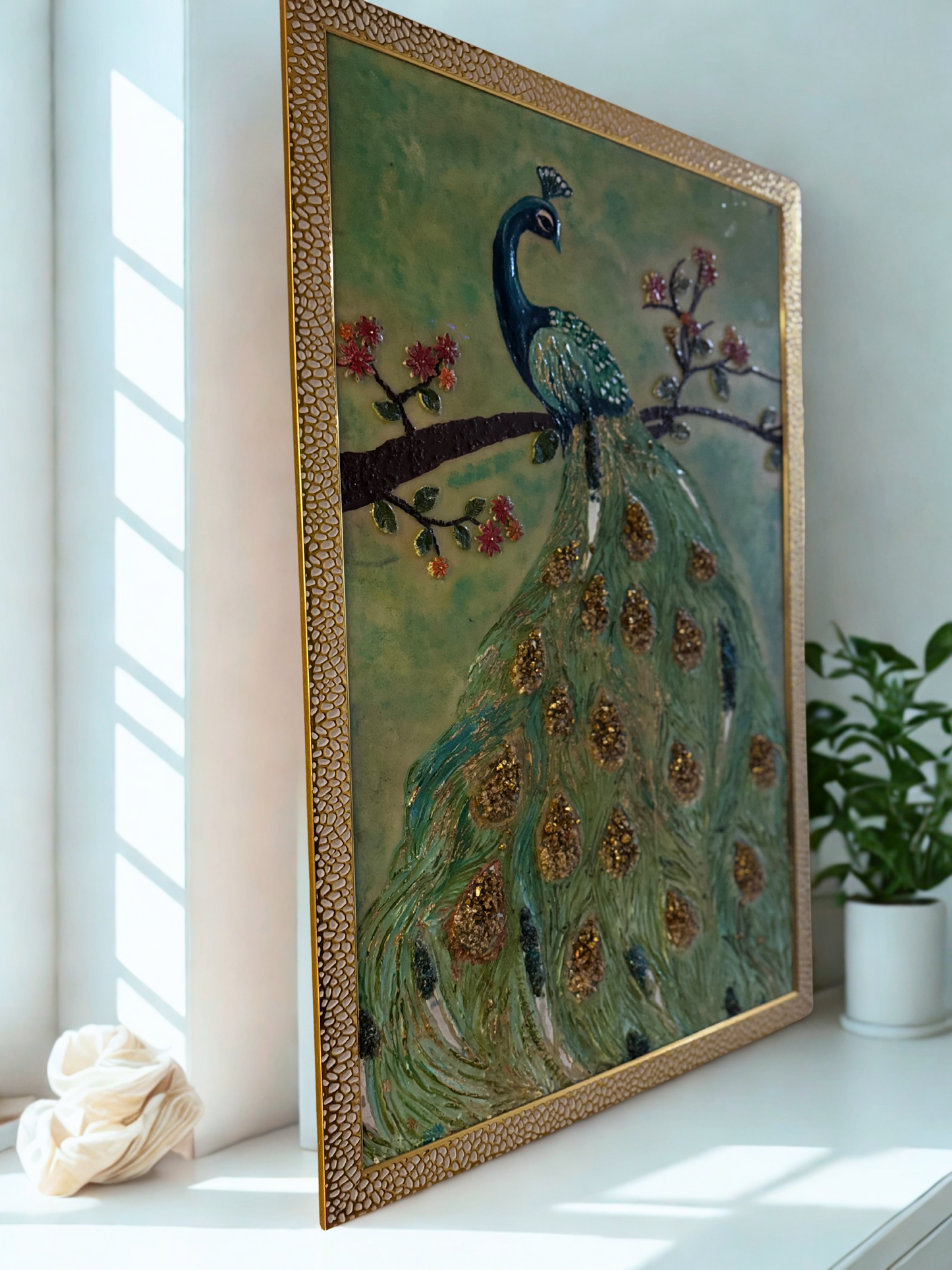 "Feathers of Glory – Handcrafted Peacock Elegance"