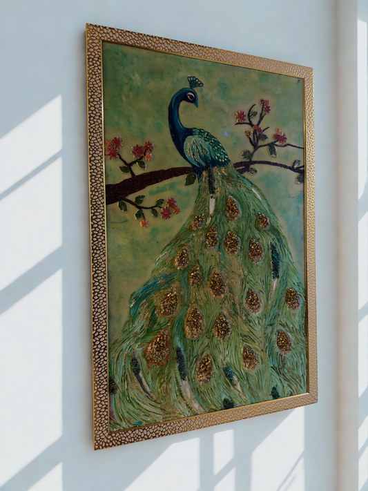 "Feathers of Glory – Handcrafted Peacock Elegance"